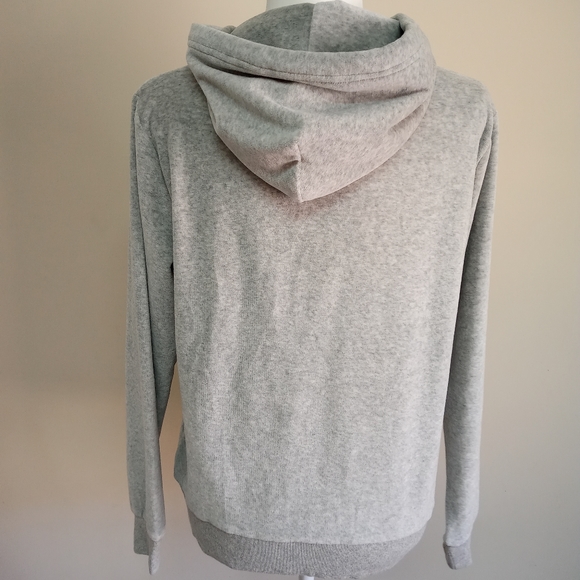 Level Eight Velour Velvet gray hooded jacket full - Picture 8 of 11